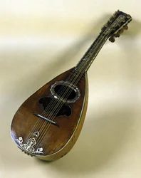 Martwa natura neapolitańskiej mandoliny wymyślona przez Giuseppe Filano. Neapol 1784