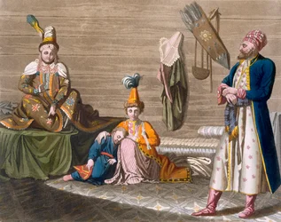 Mieszkańcy Taszkentu w typowym mieszkaniu, ok.1820-30s