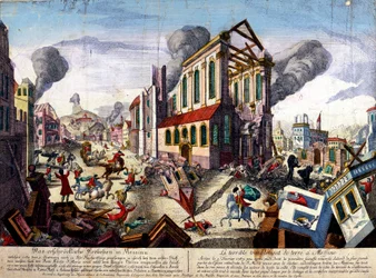 Trzęsienie ziemi w Mesynie w 1783 r. (kolorowy grawerunek)