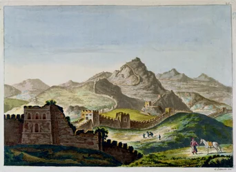 Wielki Mur Chiński, z Le Costume Ancien et Moderne Julesa Ferrario, ryty przez Gaetano Zancona (1771-1816) c.1820