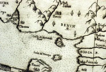 Zatoka Benin (dawniej Dahomej), część Zatoki Gwinejskiej, na podstawie mapy Urbano Monte
