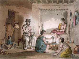 Plemię Hazorta z Abisynii, które mieszka w wykutych w skale domach, ok. 1820-30s
