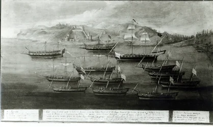 Flota wenecka dowodzona przez kapitana Iwanowicza da Dabrota przeciwko tureckim piratom pod Durazzo, 1756