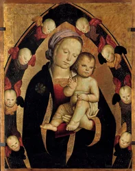 Dziewica z Dzieciątkiem w otoczeniu cherubinów Ołtarz Szkoły Włoskiej