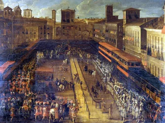 Jouta gryczana na Piazza Navona (Rzym) w dniu 25.02.1634.