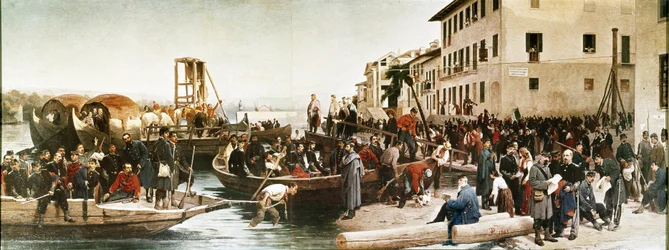 Lądowanie Łowców Alp w Sesto Calende w 1848 r.
