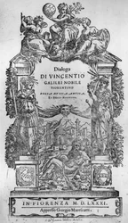 Strona tytułowa Della Musica Antica et (sic) della Moderna Vincenzo Galilei, 1581