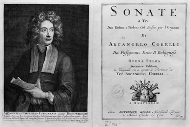Strona tytułowa Sonate a Tre z portretem Arcangelo Corelli (1653-1713)