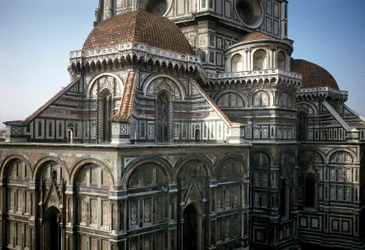 Widok na absydę katedry we Florencji (Duomo Santa Maria del Fiore). XIV-XV wiek, Florencja, Włochy