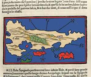 Widok na wyspę Kuba. Isolario (mapa wysp) autorstwa Benedetto Bordone. Wenecja 1547