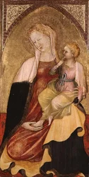 Virgin and Child, Florentine School (tempera ze złotem na panelu)
