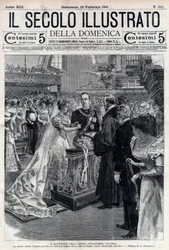 Ślub królowej Wilhelminy Holandii i księcia Henryka Mekleburga 1901 - Ślub królowej Wilhelminy Holandii (1880-1962) i księcia Henryka Mekleburga Schwerin (1876-1934) - okładka „Il secolo illustrato” z dnia 24 lutego