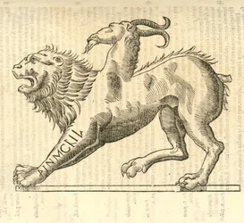 ilustracja Monstrosae cuiusdam Chimaerae z Aldrovandis Historia potworów , 1642