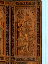 Fragment jednych z drzwi w Sala degli Angelo, Palazzo Ducale, Urbino (drewno)