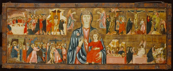 Madonna z Dzieciątkiem i dwoma aniołami z dwunastoma scenami męki, ok. 1310 (tempera na desce)