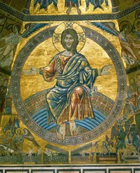 Chrystus Pantokrator w mandorli z kopuły baptysterium, Florencja (mozaika)