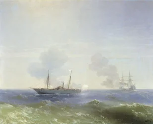 Walka parowca Westa z tureckim pancernikiem Fehti-Bulend na Morzu Czarnym 11 lipca 1877