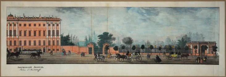 Perspektywa Newski - Pałac Aniczkowa. Z panoramy Newskiego Prospektu par Iwanow Iwan Aleksiejewicz (1779-1848)