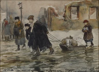 Przewóz żywności na saniach, 1923.