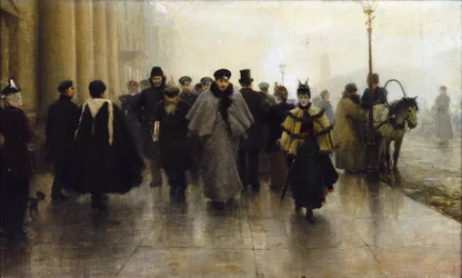 La Perspektywa Nevski - Newski Prospekt - Iwan Aleksiejewicz Władimirow (1869-1947). Olej na płótnie, początek lat 90. XIX wieku. Wymiar : 41x68 cm Kolekcja prywatna
