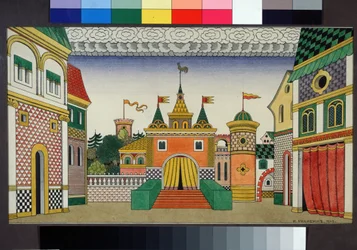 Rysunek przygotowawczy do scenografii opery Złoty kogucik Nikołaja Rimskiego-Korsakowa (1844-1908)