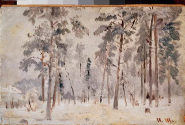 Frost (Szron) - Obraz Iwana Iwanowicza Szyszkina (Sziszkina) (1832-1898), olej na płótnie, ok. 1890 - Sztuka rosyjska, krajobraz XIX wieku - Państwowa Galeria Trietiakowska, Moskwa