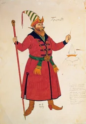Projekt kostiumu do Złotego kogucika Rimskiego-Korsakowa, 1909