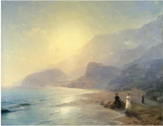 Aleksander Puszkin i księżna Maria Raevskaya koło Gurzuf, 1886