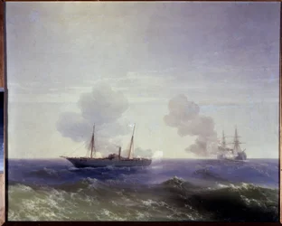Wojna rosyjsko-turecka 1877-1878: bitwa morska między rosyjskim krążownikiem Vesta a tureckim pancernikiem Fethi Bulend na Morzu Czarnym, 11 lipca 1877