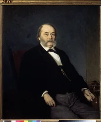 Portret pisarza Iwana Gonczarowa (1812-1891) (Portret autora I.Gonczarowa). Obraz Iwana Nikołajewicza Kramskoja (1837-1887), olej na płótnie