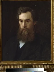 Portret kolekcjonera, dyrektora i założyciela Galerii Sztuki Pawła Tretiakowa (1832-1898). (Portret kolekcjonera, patrona i założyciela Galerii P.Tretiakowa). Obraz Iwana Nikołajewicza Kramskoja (1837-1887), olej na płótnie