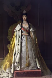 Album koronacyjny cara Aleksandra III Rosji (1845-1894) i cesarzowej Marii Fiodorowny (Dagmar Danii) (1847-1928) - Portret koronacyjny cesarzowej Marii Fiodorowny, księżnej Dagmar Danii (z albumu koronacyjnego) autorstwa Ivana Nikola