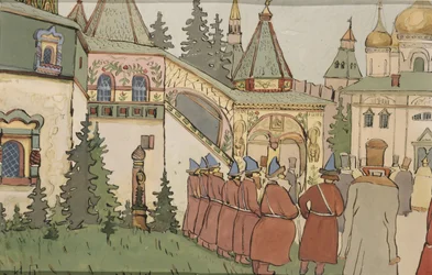 Ilustracja do bajki Pióro Finisty Sokoła, początek XX wieku