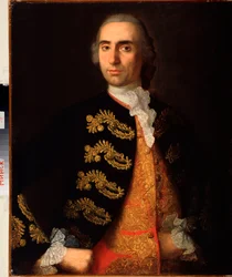 Portret dYvan Kotsarev (Portret Ivana Kotsareva) - Painture de Ivan Yakovlevich Vishnyakov (Vishnyakov) (1699-1761), huile sur toile