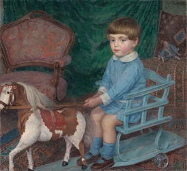 Dziecko z zabawką w kształcie konia, ok. 1930 r. 1925.