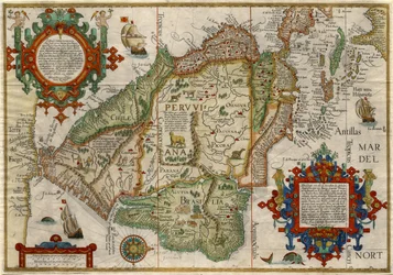 Delineatio omnium orarum totius Australis parties Americae..., ok. 1596 (miedzioryt ręcznie kolorowany)