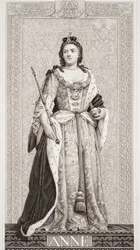 Królowa Anna (1665-1714) z „Illustrations of English and Scottish History” Tom II