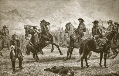 Wilhelm III podczas oblężenia Namur, ryty przez Butterwortha i Heatha