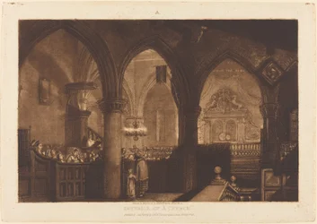 Wnętrze kościoła, opublikowane 1819.