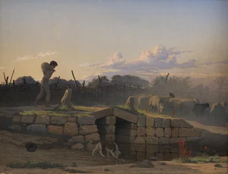 Pasterz pasący stado owiec