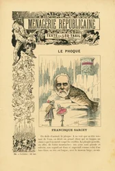 Ilustracja J. Blassa (1847-1892) w Menagerie Republicaine Humorystyczna galeria głównych bohaterów III Republiki