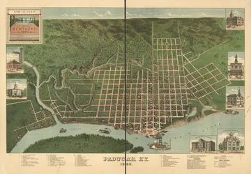 Widok z lotu ptaka na Paducah, Kentucky 1889.