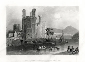 Orła Wieża, Zamek Carnarvon, Caernarfon, Północna Walia, 1860