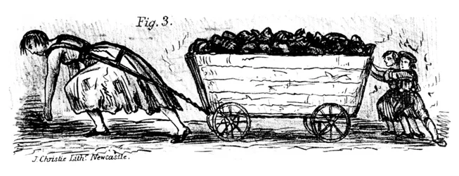 Kobiety i dzieci miotacze węgla, Mid and East Lothian, Szkocja, 1848