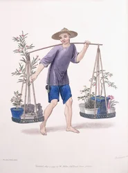 Porter z drzewami owocowymi i kwiatami, ok. 1800-01