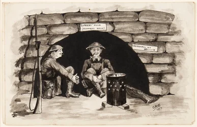 Express Villa (tylko dla biegaczy): Ciepły zakątek we Francji, 1917 (pióro, pędzel i tusz na papierze)