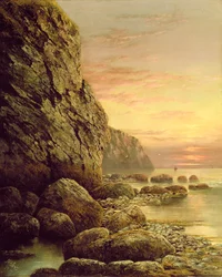 Pejzaż morski z klifem o zachodzie słońca, 1889