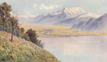 Dolina Rodanu z Mont Pelerin (kolorowa litografia)