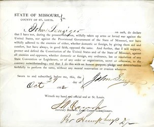 Przysięga lojalności Johna Leuzigera z Missouri, hrabstwo St.Louis