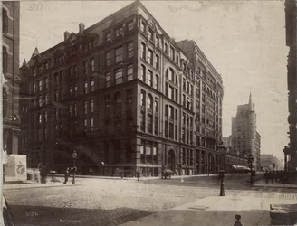 Południowo-wschodni róg ulic Dearborn i Monroe, Chicago, 1890